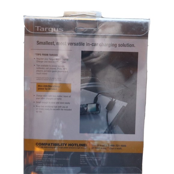 Targus APD80US Mobile Laptop / Phone Charger DC 9 Device Tips Black NWT - Picture 2 of 4